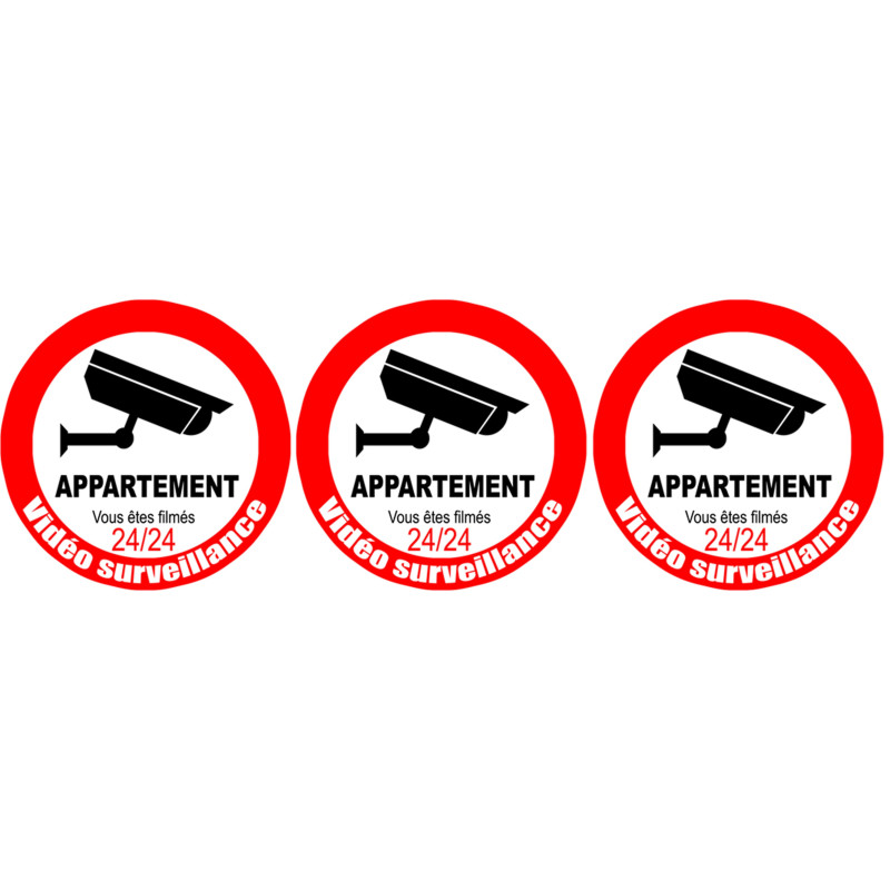 vidéo surveillance appartement - 3fois 5cm - Sticker/autocollant