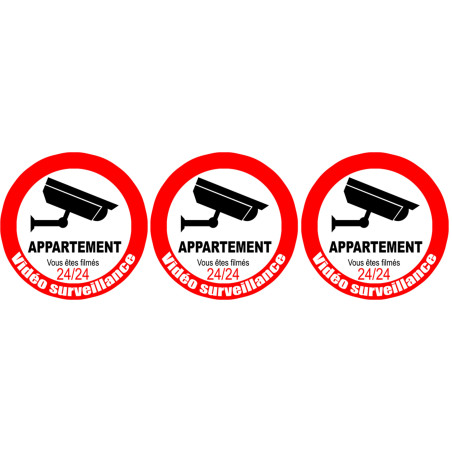 vidéo surveillance appartement - 3fois 5cm - Autocollant(sticker)