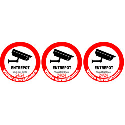 vidéo surveillance ENTREPOT - 3fois 5cm - Sticker/autocollant