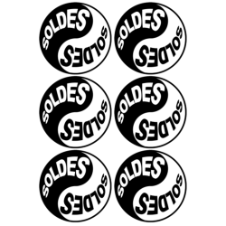 Soldes Yin Yang (6 fois 9.5x9.5cm) - Autocollant(sticker)