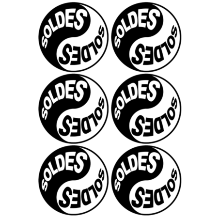 Soldes Yin Yang (6 fois 9.5x9.5cm) - Sticker/autocollant