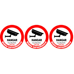 vidéo surveillance HANGAR - 3fois 5cm - Sticker/autocollant