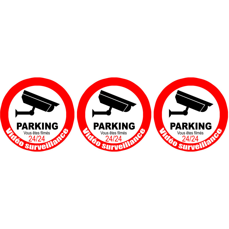 vidéo surveillance Parking - 3fois 5cm - Sticker/autocollant