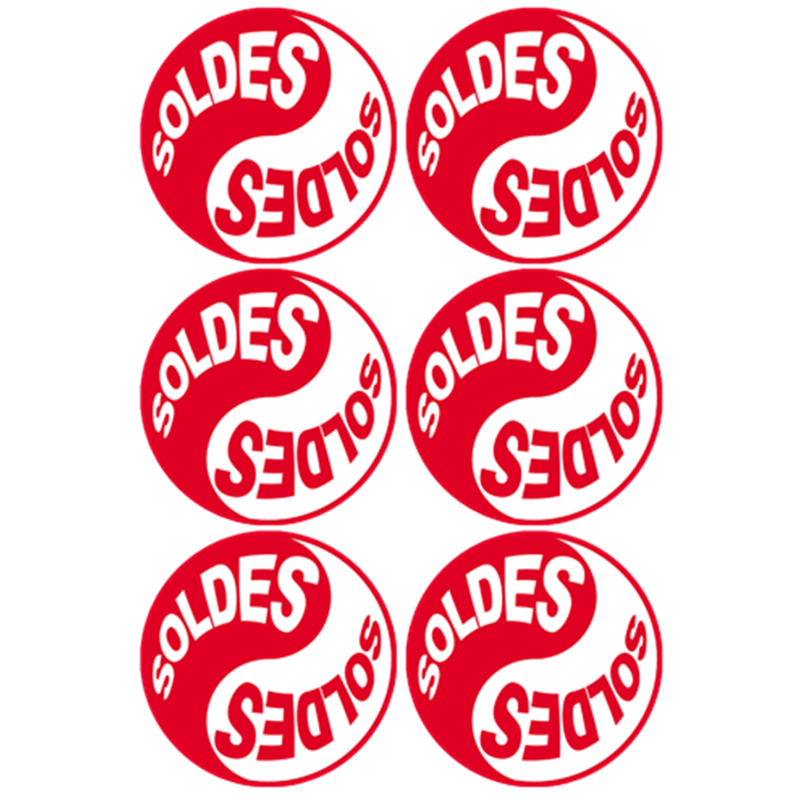 Soldes Yin Yang Rouge (6 fois 9.5x9.5cm) - Sticker/autocollant