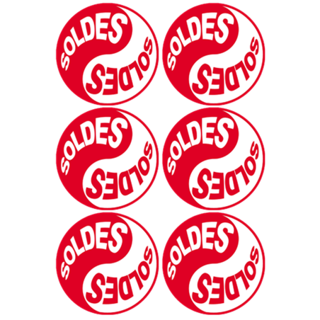 Soldes Yin Yang Rouge (6 fois 9.5x9.5cm) - Autocollant(sticker)