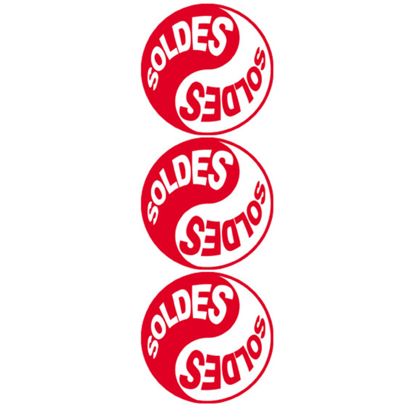 Soldes Yin Yang Rouge (3 fois 9.5x9.5cm) - Autocollant(sticker)