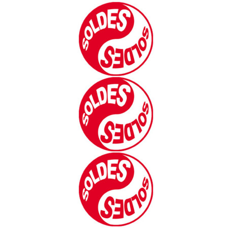 Soldes Yin Yang Rouge (3 fois 9.5x9.5cm) - Autocollant(sticker)