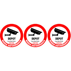 vidéo surveillance DEPOT - 3fois 5cm - Sticker/autocollant