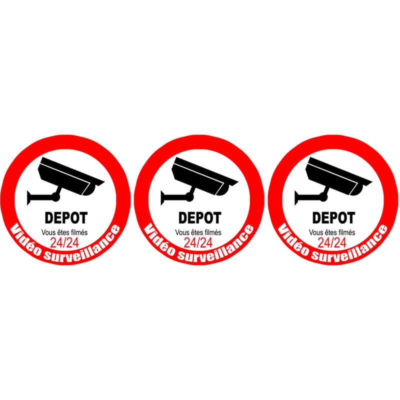 vidéo surveillance DEPOT - 3fois 5cm - Sticker/autocollant