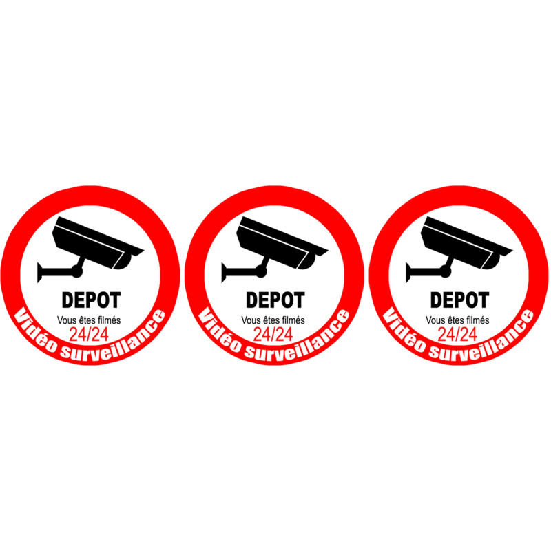 vidéo surveillance DEPOT - 3fois 5cm - Autocollant(sticker) vidéo surveillance DEPOT - 3fois 5cm - Autocollant(sticker)