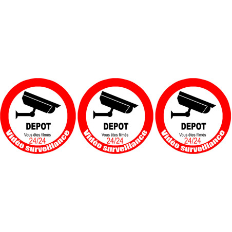 vidéo surveillance DEPOT - 3fois 5cm - Autocollant(sticker)
