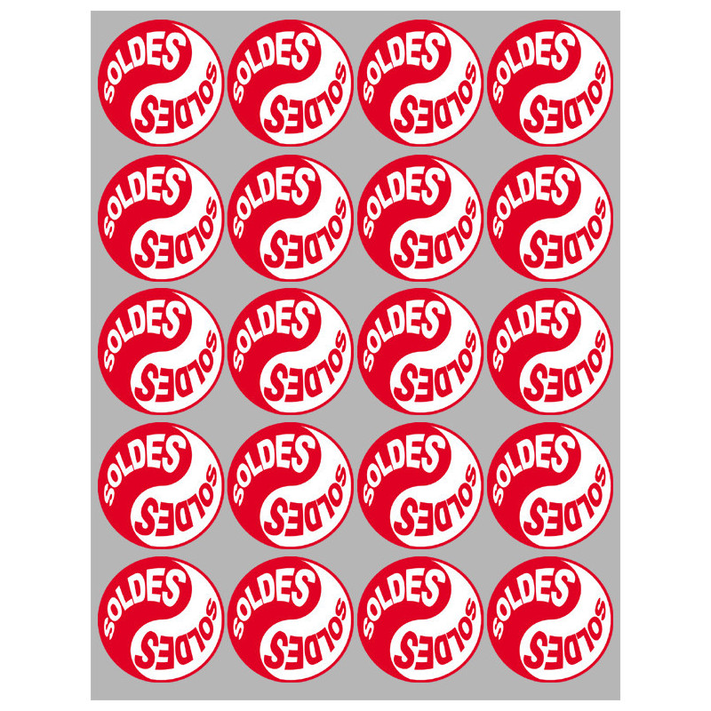 Soldes Yin Yang Rouge (20 fois 5x5cm) - Sticker/autocollant