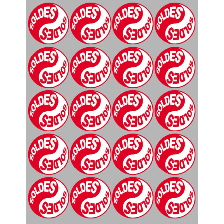 Soldes Yin Yang Rouge (20 fois 5x5cm) - Autocollant(sticker)