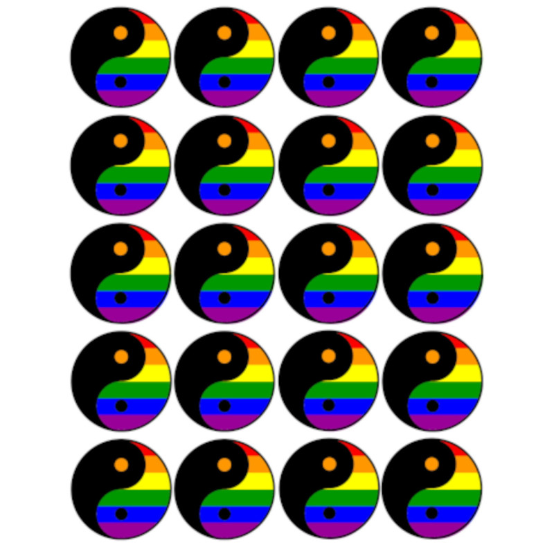 YIN YANG LGBT - 20 stickers de 5cm - Sticker/autocollant