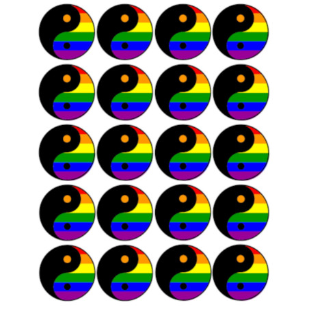 YIN YANG LGBT - 20 stickers de 5cm - Sticker/autocollant