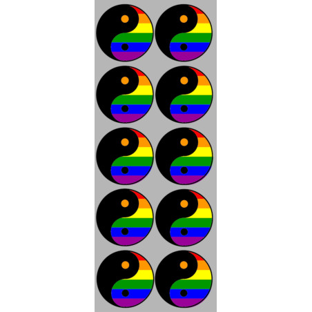 YIN YANG LGBT - 10 stickers de 5cm - Sticker/autocollant