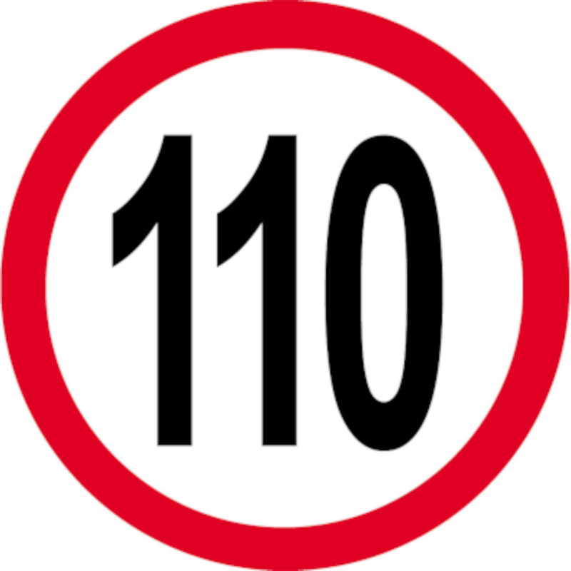 Disque de vitesse 110km/h rouge - 10cm - Autocollant(sticker) Disque de vitesse 110km/h rouge - 10cm - Autocollant(sticker)