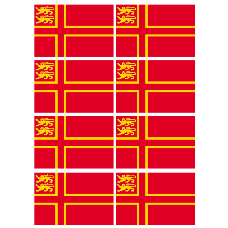 drapeau Normand avec Lions - 8 stickers - 9.5 x 6.3 cm - Sticker/autoc