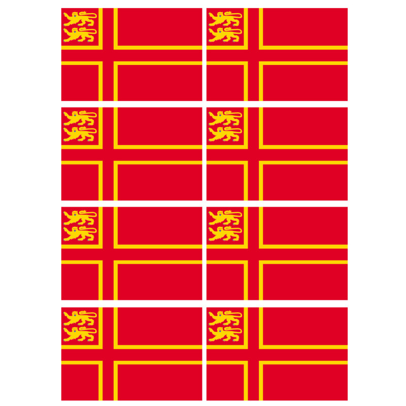 drapeau Normand avec Lions - 8 stickers - 9.5 x 6.3 cm - Autocollant(sticker) drapeau Normand avec Lions - 8 stickers - 9.5 x 6.3 cm - Autocollant(sticker)
