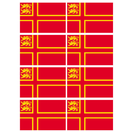 drapeau Normand avec Lions - 8 stickers - 9.5 x 6.3 cm - Sticker/autoc