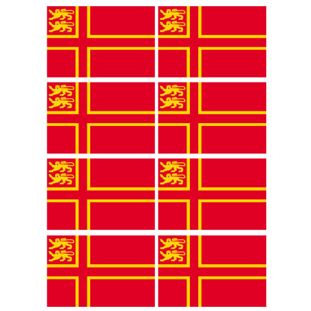 drapeau Normand avec Lions - 8 stickers - 9.5 x 6.3 cm - Autocollant(sticker)