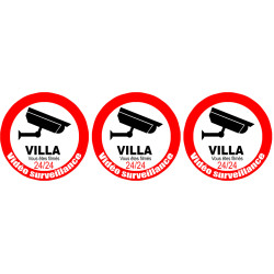 vidéo sécurité Villa - 3fois 5cm - Sticker/autocollant