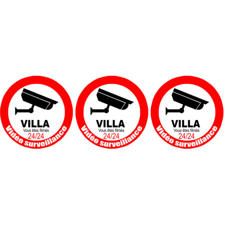 vidéo sécurité Villa - 3fois 5cm - Autocollant(sticker)