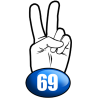 salut de motard département 69 (10x4,8cm) - Autocollant(sticker)