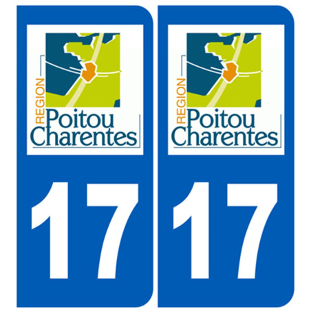 immatriculation 17 Poitou Charentes - Autocollant(sticker)