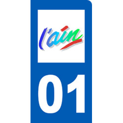 immatriculation motard l'Ain (6x3cm) - Autocollant(sticker)