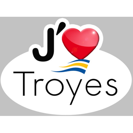 j'aime Troyes (5x3.5cm) - Autocollant(sticker)