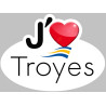 j'aime Troyes (5x3.5cm) - Autocollant(sticker)