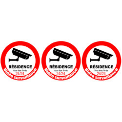 vidéo surveillance Résidence - 3fois 5cm - Sticker/autocollant