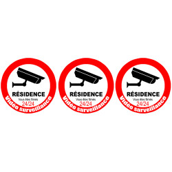 vidéo surveillance Résidence - 3fois 5cm - Autocollant(sticker)