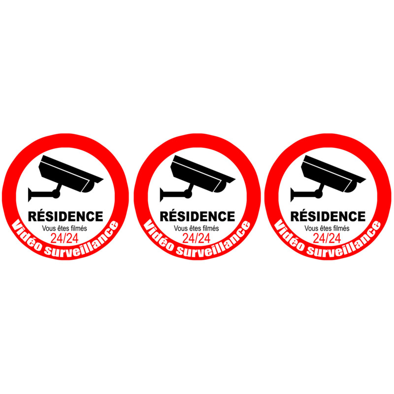 vidéo surveillance Résidence - 3fois 5cm - Sticker/autocollant