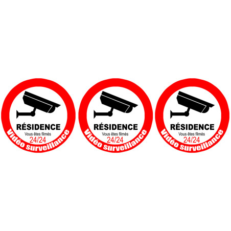 vidéo surveillance Résidence - 3fois 5cm - Autocollant(sticker)