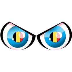 Paire d'yeux Belge - 14x5.5cm - Sticker/autocollant