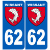 immatriculation 62 Wissant - Autocollant(sticker)