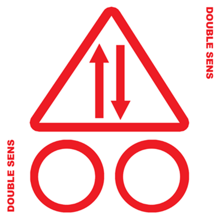 Balise VTT circulation en double sens (15x15cm) - Sticker / autocollan