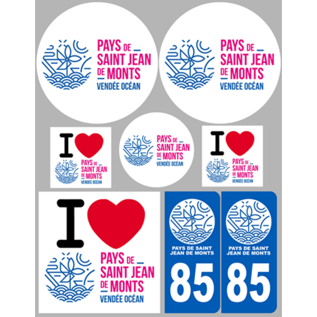 Pays de Saint-Jean-de-Monts (8 autocollants variés) - Sticker/autocol