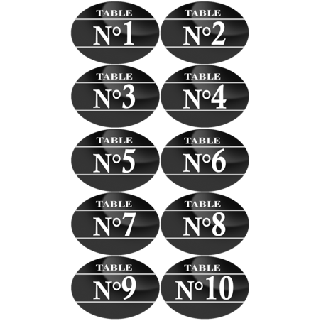 Numéros table de restaurant de 1 à 10 (10 fois 5x3.5cm) - Sticker/au