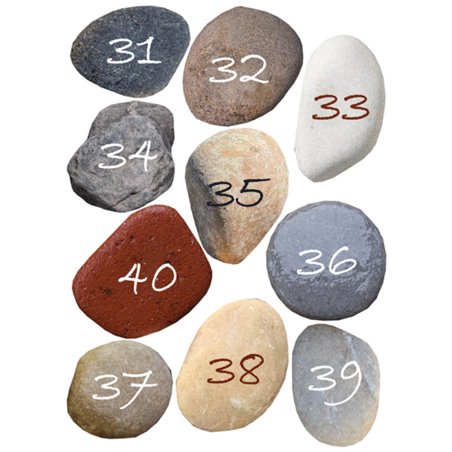 Numéros table effet galet 31 à 40 (10 fois env.6/7cm de diamètre) -