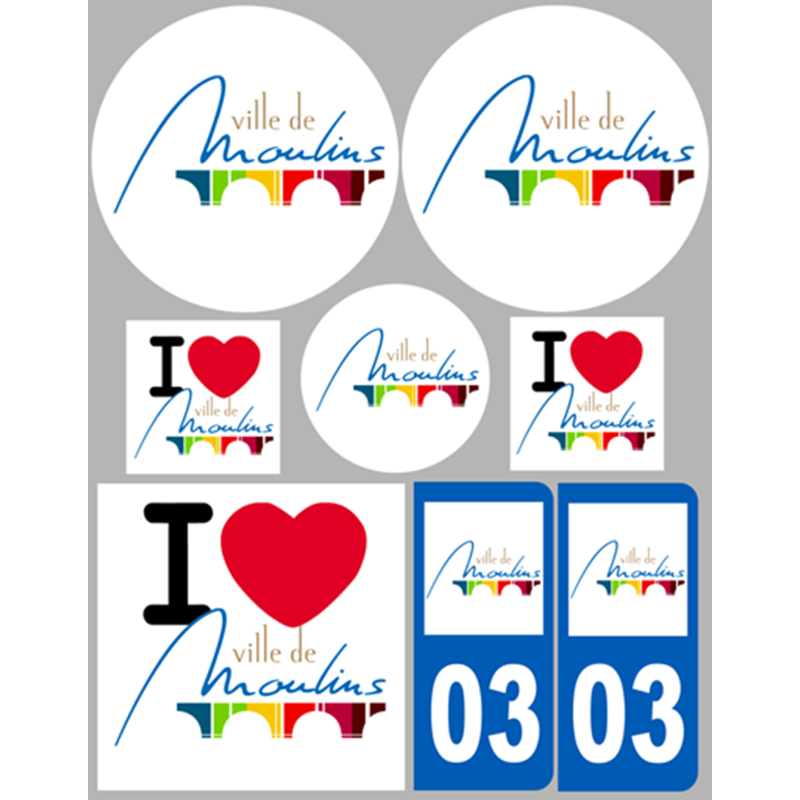 Moulins (8 autocollants variés) - Sticker/autocollant