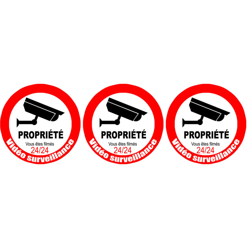 vidéo surveillance Propriété - 3fois 5cm - Sticker/autocollant