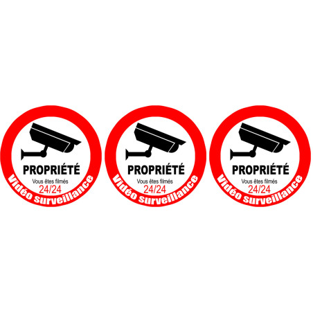 vidéo surveillance Propriété - 3fois 5cm - Sticker/autocollant