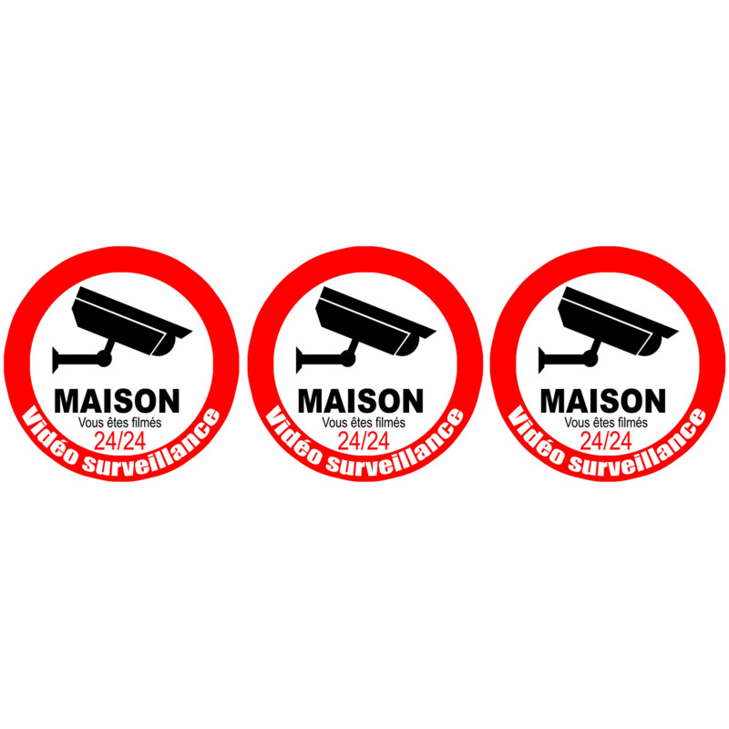 vidéo surveillance Maison - 3fois 5cm - Sticker/autocollant