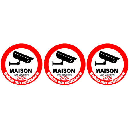vidéo surveillance Maison - 3fois 5cm - Sticker/autocollant