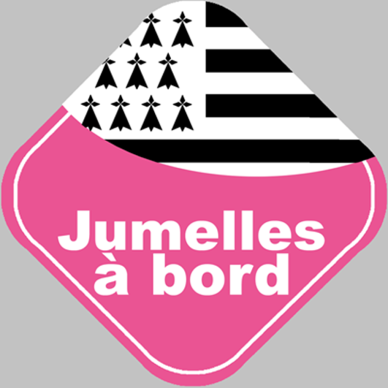 bébés à bord jumelles bretonnes (15x15cm) - Sticker/autocollant