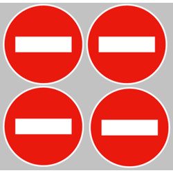 sens interdit - 4fois 5cm - Sticker/autocollant