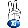 salut de motard département 75 (15x7,2cm) - Sticker/autocollant